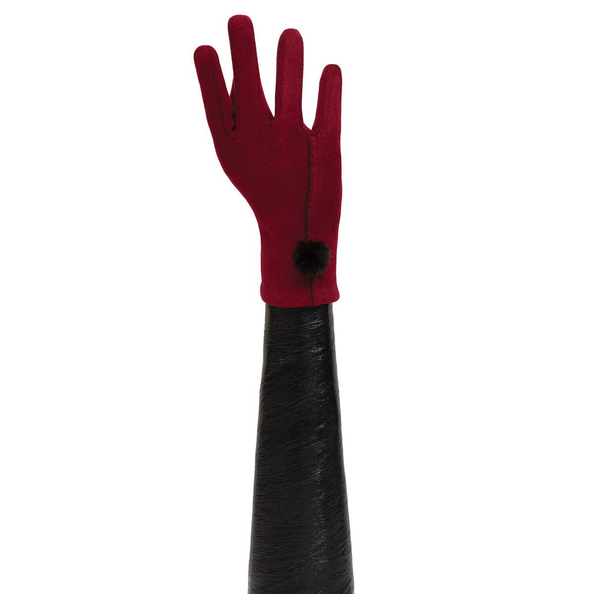 RED GLOVES WITH BLACK PUFF BALL