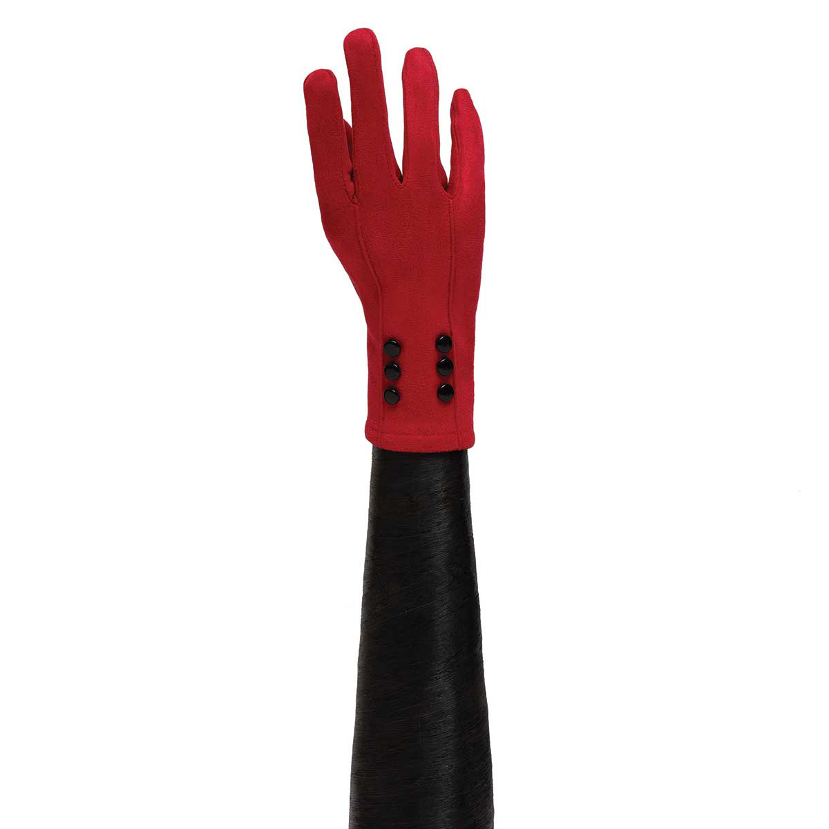 RED GLOVES WITH 6 BLACK BUTTONS