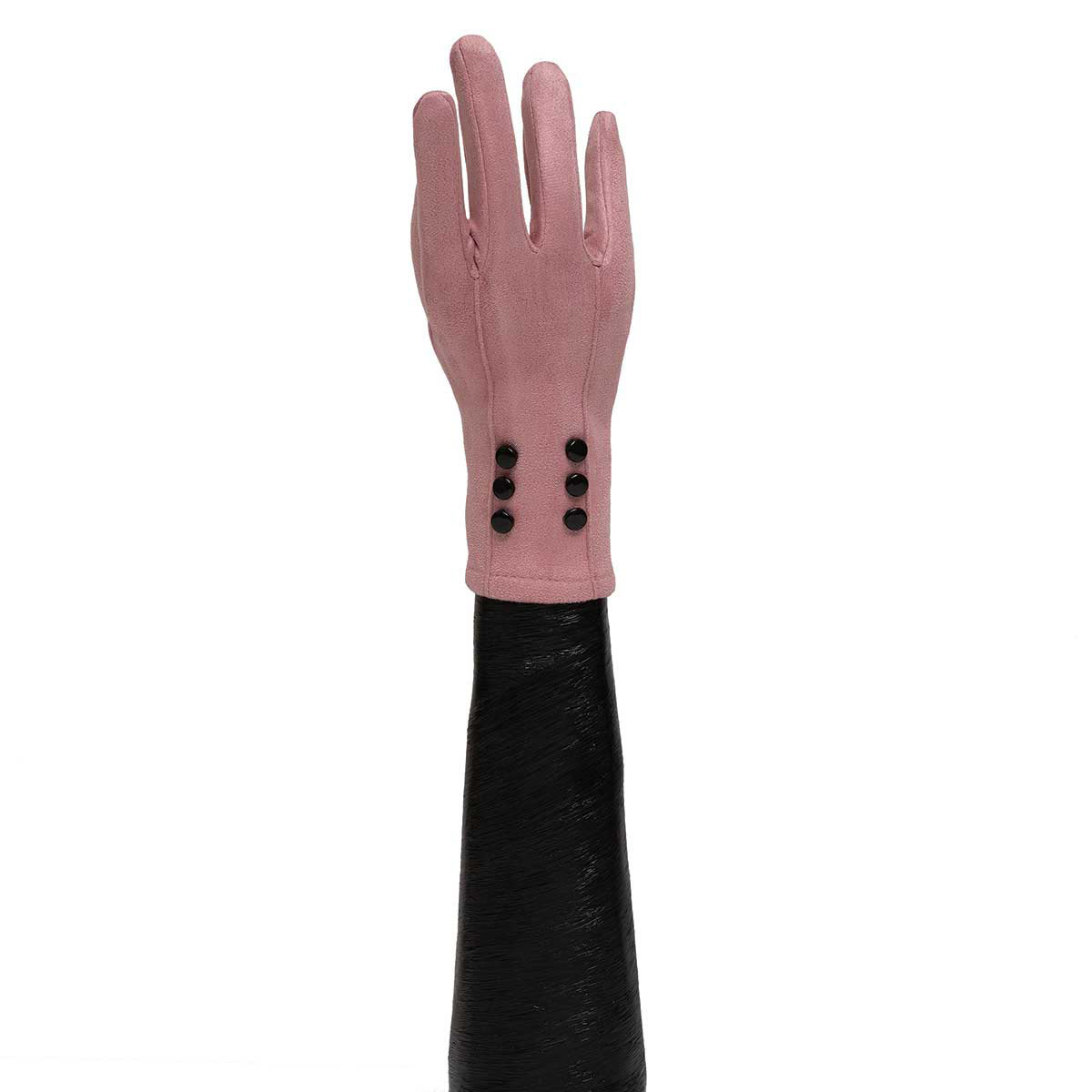 PINK GLOVES WITH 6 BLACK BUTTONS