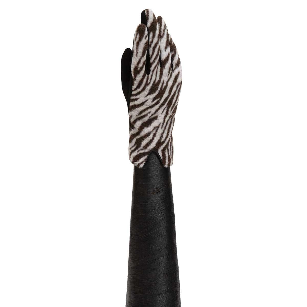 BROWN AND TAN ZEBRA GLOVES