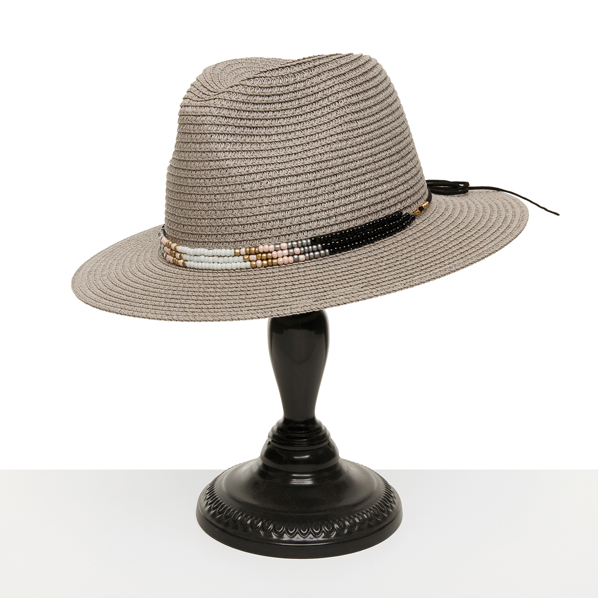 HAT GREY WITH BEAD BAND