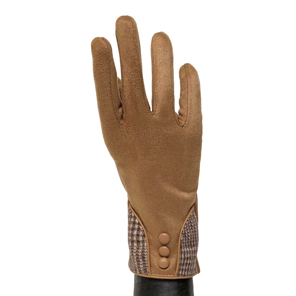 GLOVES FAUX SUEDE TAN - Click Image to Close